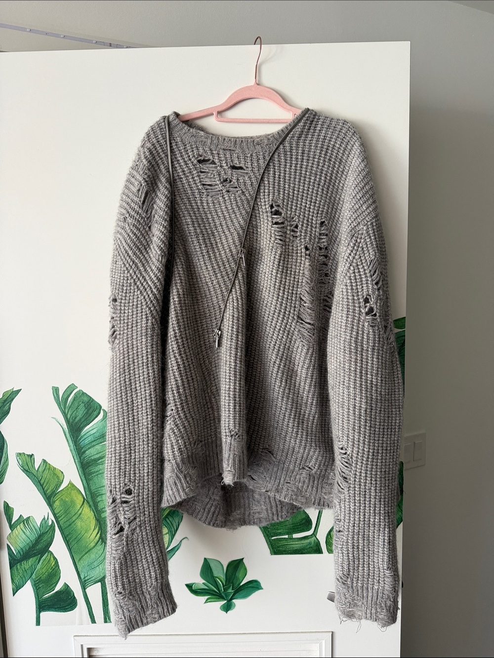 Heliot Emil  Distressed Chunky Knit Sweater - Gray